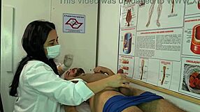 Latina Nurse Excited By Patient's Erection