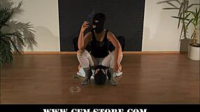 Femdom slave endures face sitting and food humiliation in fetish session