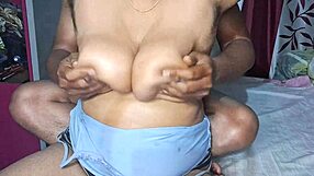 hot indian bhabhi enjoys relaxing oil massage on big boobs