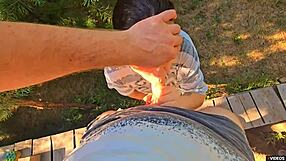 Rubbing panties for horny stepsister and powerful cumshot