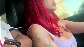 Eyes on road while deepthroating big cock for cum in mouth