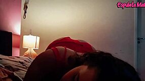 Brazilian brunette blows smoke on friend's dick