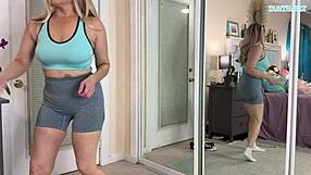 Hey, watch this sexy milf try gym outfits for her curvy body in a hot workout haul!
