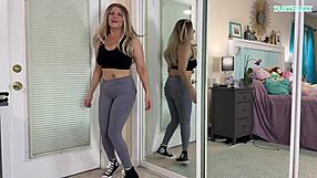 Hey, watch this sexy milf try gym outfits for her curvy body in a hot workout haul!