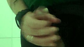 Shopping Mall Guard Masturbates Hard in Bathroom Stall.