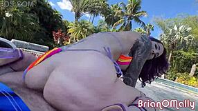 Valerica steele eats ass, sucks, and gets fucked by big dick poolside!