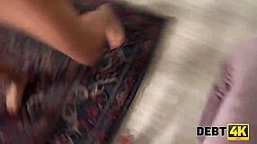 debt4k blue-eyed blonde housewife sucks and rides dick for debt