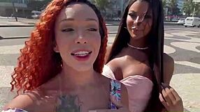 Two trans guys fucked me on the beach and I rode the cock