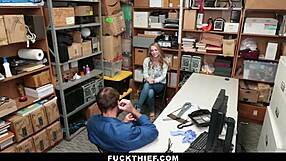 that criminal booty teen 18+ getting wrecked by the security officer at work, caught in the act.