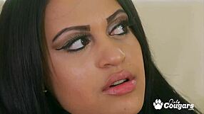 Does MILF Kimberly in leather lingerie seduce black stud?