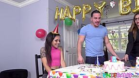 Petite slut sucks a dick before giving her tight ass for anal