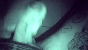 tattooed solo performs late night masturbation stroke session