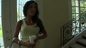 Busty brunette Capri sucks dick and gets facial cumshot in POV.