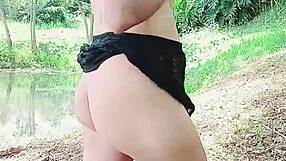 Natural body with huge tits and big ass outdoors