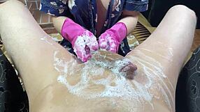 Housewife Polishes My Gear Until I Finish in POV Scene