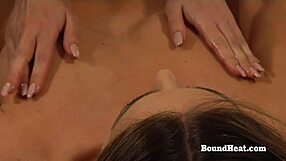 Dominant lady interacts with slave in a controlled setting