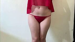 Curvy First-Time Strip Tease in Lingerie for Boyfriend While Husband Works