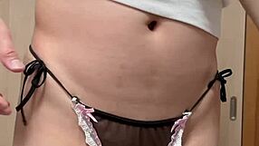 Japanese Bunny Anal Plug Play with Pierced Nipples in Sexy Lingerie