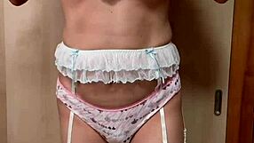 Japanese Bunny Anal Plug Play with Pierced Nipples in Sexy Lingerie