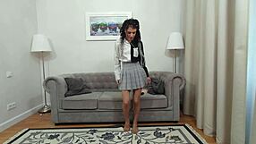 i try on nude and black pantyhose for a soft solo session.