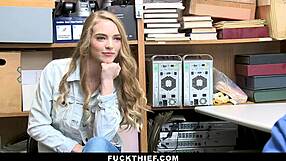 that criminal booty teen 18+ getting wrecked by the security officer at work, caught in the act.