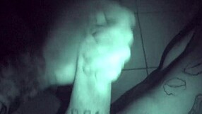 tattooed solo performs late night masturbation stroke session