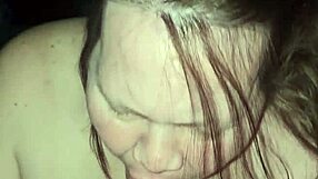 milf casually swallows cum while fucking her pussy