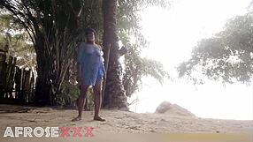 Black Girl Teases with Blowjob and Beach Fucking Cumshot