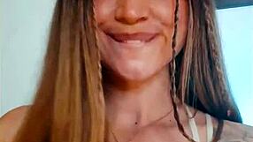 tattoed babe going crazy on webcam with fingering