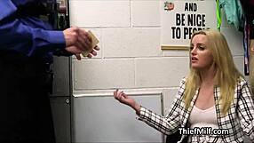 Mall cop makes slutty suspect squirt all over his desk