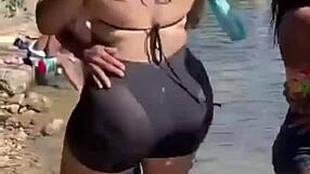 Attractive woman with a nice figure enjoys casual conversation