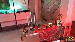 hot teen trades magical tits and blowjob to clear her debt