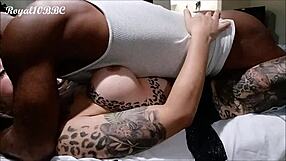 Brunette With Big Tits Tattoo Sucks Monster Cock In Missionary Double Cumshot