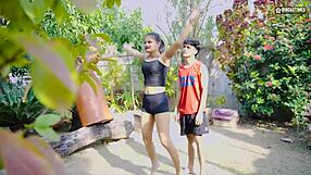 desi yoga teacher bangs sexy 18-year-old student outdoors in hindi movie