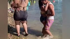 Attractive woman with a nice figure enjoys casual conversation