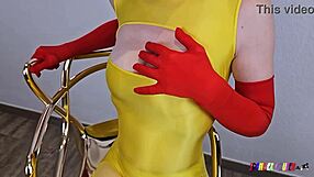 spandexqueen cums thrice, gets him on yellow suit