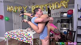 petite teen feels pleasure in blowjob and anal