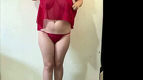 Curvy First-Time Strip Tease in Lingerie for Boyfriend While Husband Works