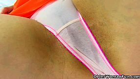 British Milf Kitty Cream Teases Wet Panties In Thong Solo Play