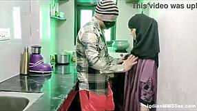 hey, check this indian muslim couple, hot wife in burqa banged in kitchen