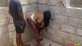 Outdoor babe enjoys black cock fucking in the garden river yard.