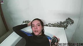 Skinny Asian Fuck Doll Sattira Gets Underwater In Bathtub Spandex, Looking Cute And Sexy By The Pool