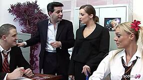 Female Teacher and Girl Seduce Two Guys for FFMM Foursome Orgy in Classroom