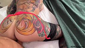 tatted british slut getting spit on by big cock