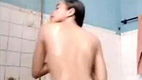 Filipina masturbates in shower on web chat