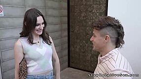 Big cock guy welcomes stepcousin for bathroom hardcore pounding