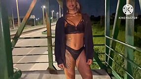 Wife passionately fucks stranger under street light in cuckold outdoor scene