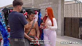 Greta Sweet Fucks Enterprising Fan in Public Christmas Outdoor Casting