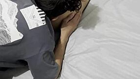 Amateur teen bent over for doggystyle licking. Friend fucks and cums in ass.