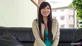 Sexy Japanese teen 18+ uses clit vibrator for intense orgasm on camera